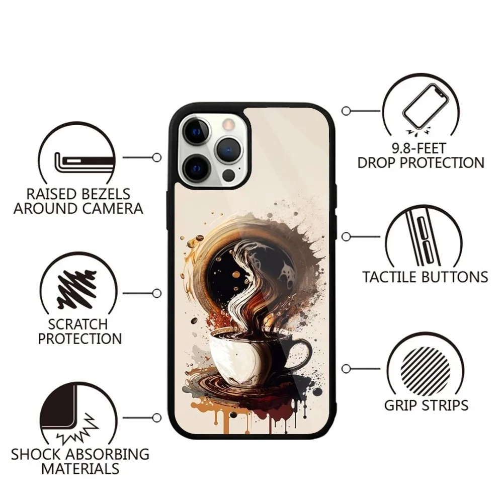 Capa de telefone legal café arte para iphone 15,14,13,12,11,plus,pro,max mini magsafe carregamento magnético sem fio