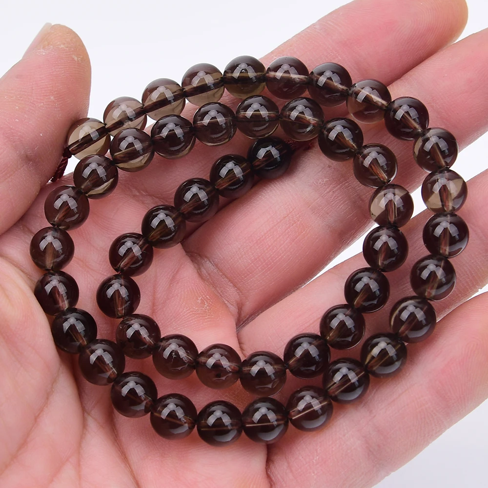 APDGG 8mm Natural Smoky Quartz Smooth Round Loose Beads Strands 15.5" Jewelry DIY view 5