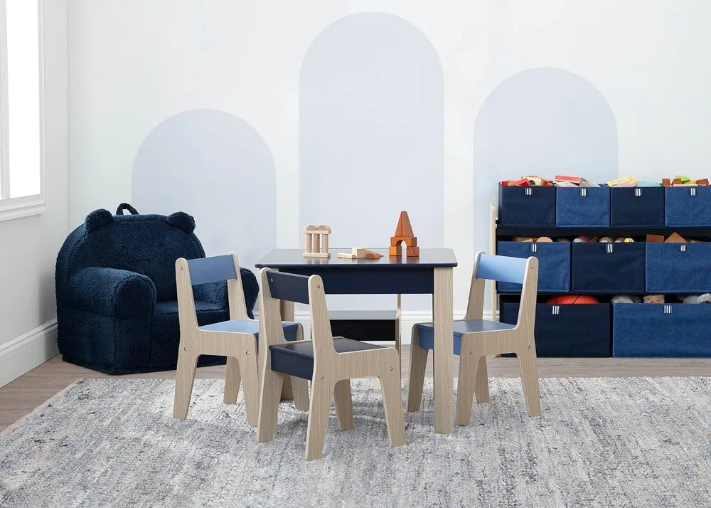 Gap Gapkids Tafel En 4 Stoelen-Greenguard Goud Gecertificeerd, Marine/Natuurlijke Studie Tafel Voor Kinderen