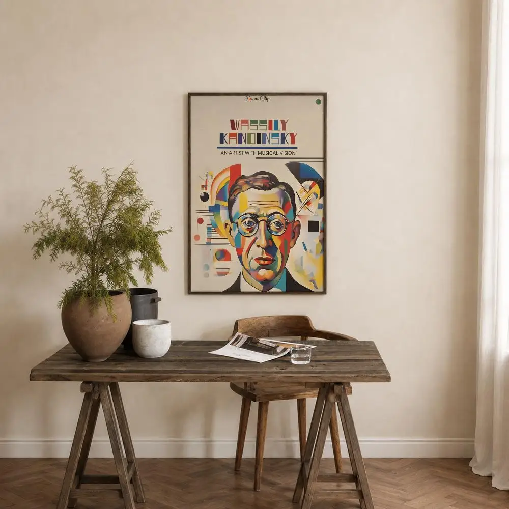 Artist Wassily Kandinsky Poster Self‑Adhesive Waterproof PP Poster Coffee House Bar Wall Art Sticker Room Home Decor