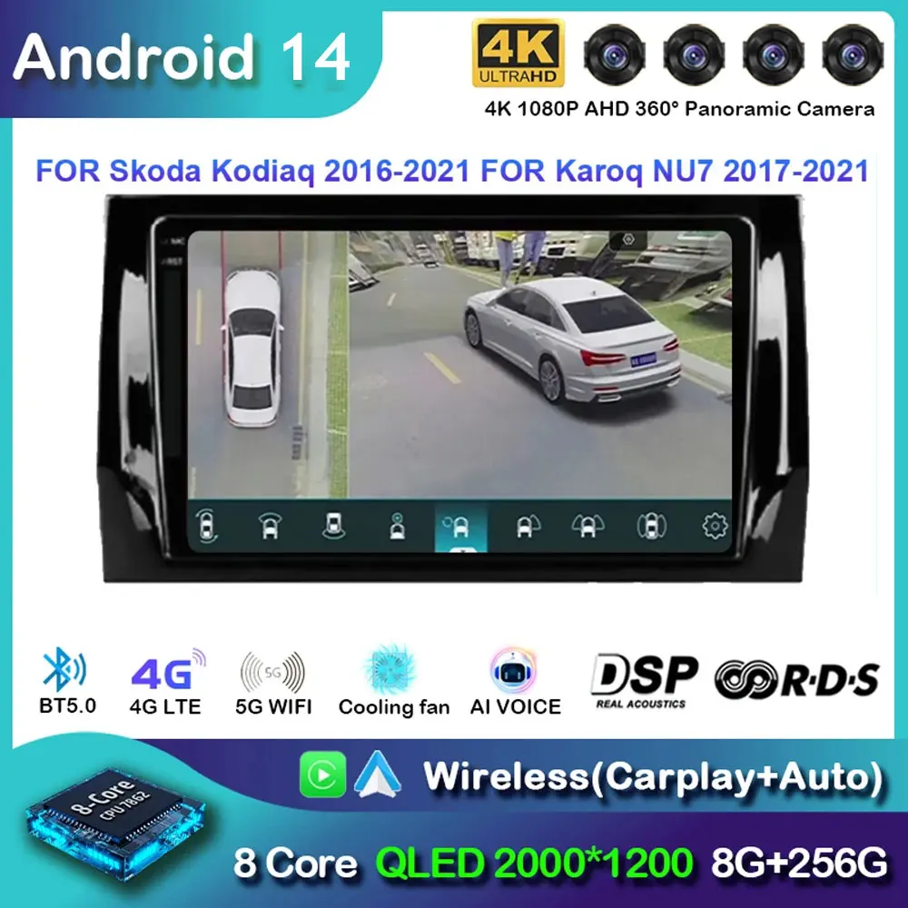 

Android 14 For Skoda Kodiaq 2016 - 2021 Karoq NU7 2017 - 2021 Car Radio Multimedia Video Player Navigation stereo GPS Android 10