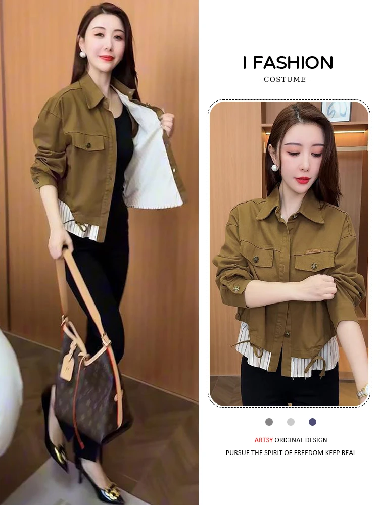 Faionable ort Jaet vrouwen Lente Herfst Nieuwe Sle ular Kleine Maat Sli Veelzijdige Jeugdige Koreaanse Sle irt