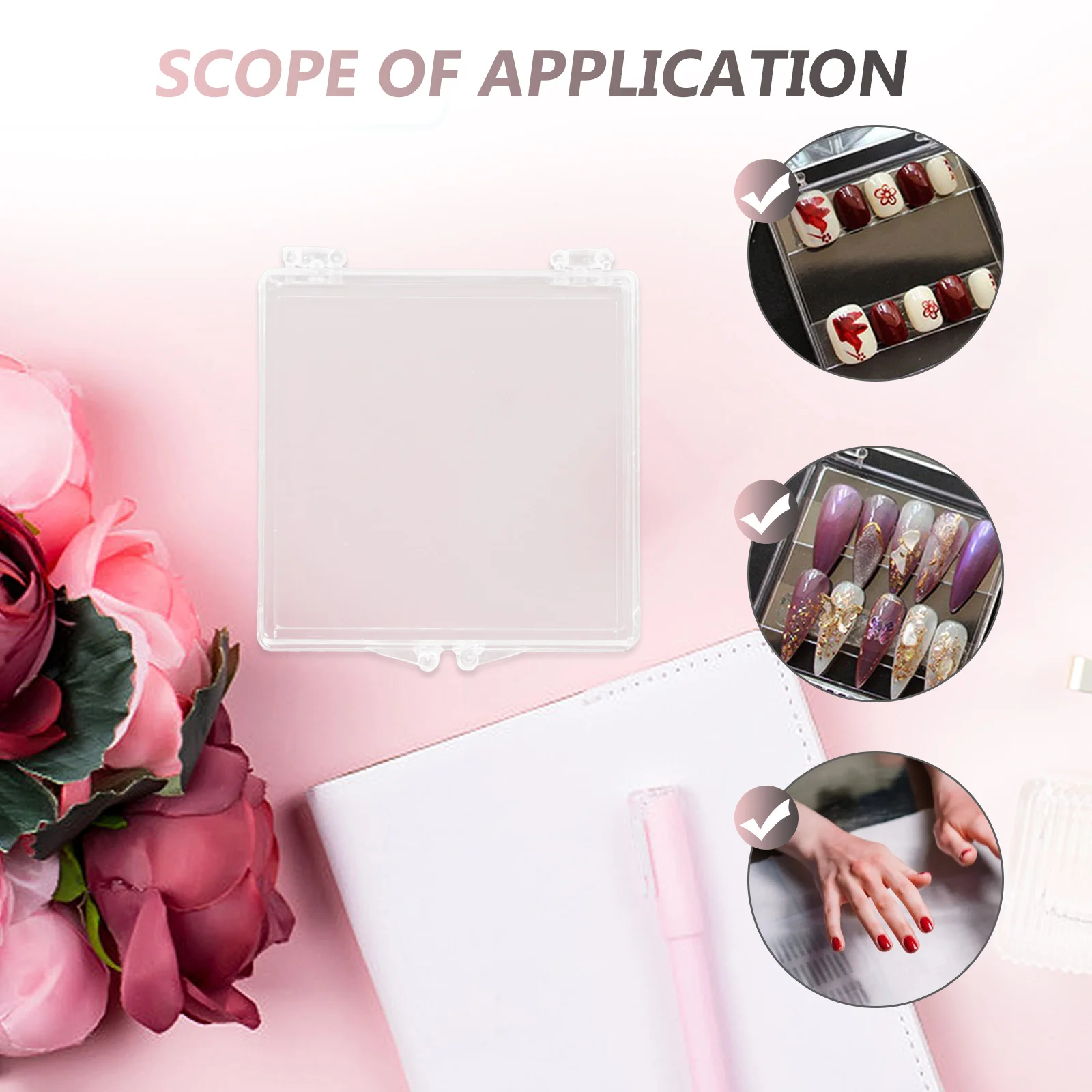10 pçs caixa de armazenamento de unhas falsas organizador claro para ferramentas da arte do prego uso do salão de beleza e decoração caixa transparente manicure ferramenta titular