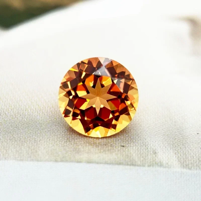 

Lab Grown Sapphire Round Shape Orange Color Top Quality Charm Beads for Diy Jewelry Making Selectable Certificate