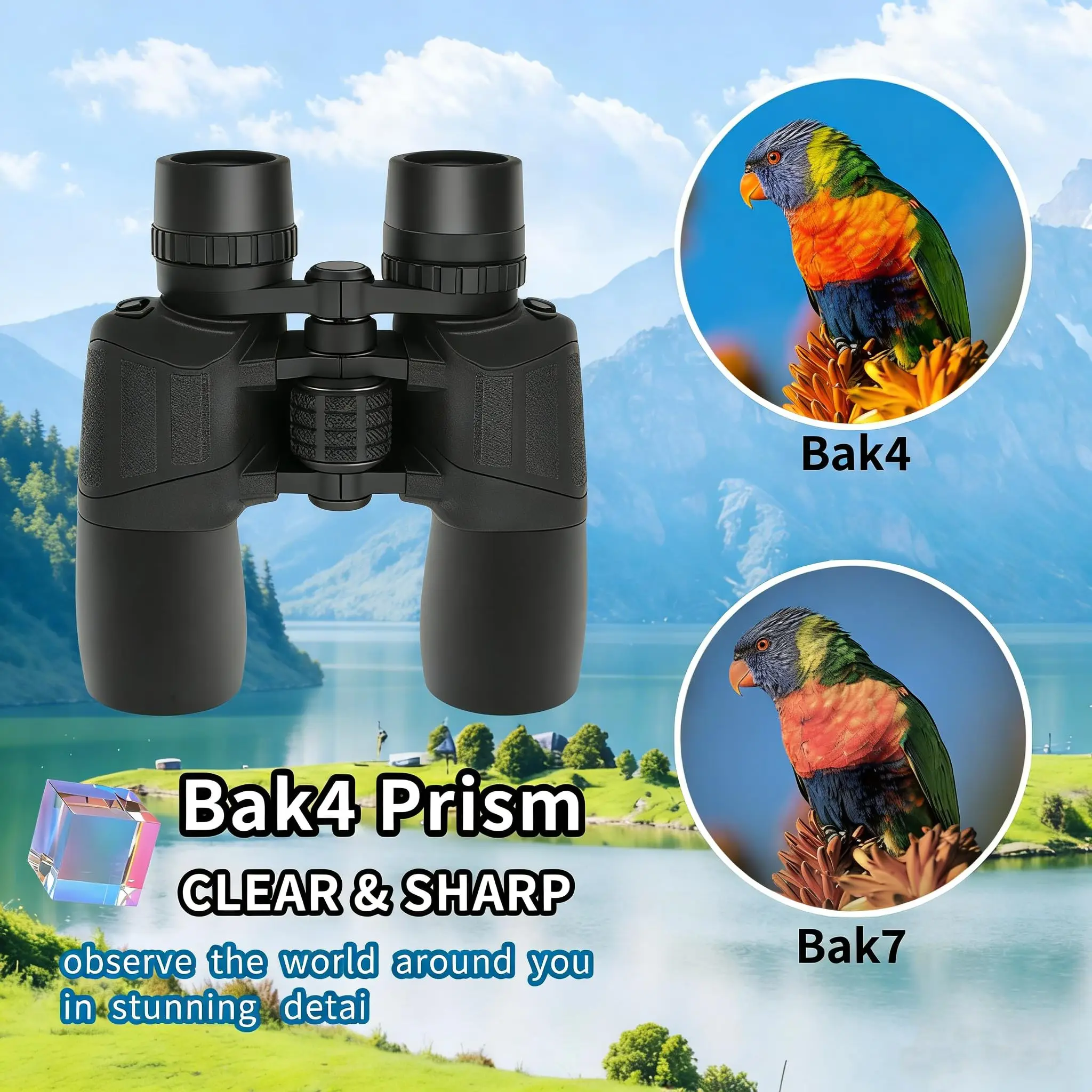 Jumelles à zoom 10x-30x pour adultes, objectif de 50 mm de diamètre, jumelles professionnelles haute puissance HD pour l'observation des oiseaux, la chasse