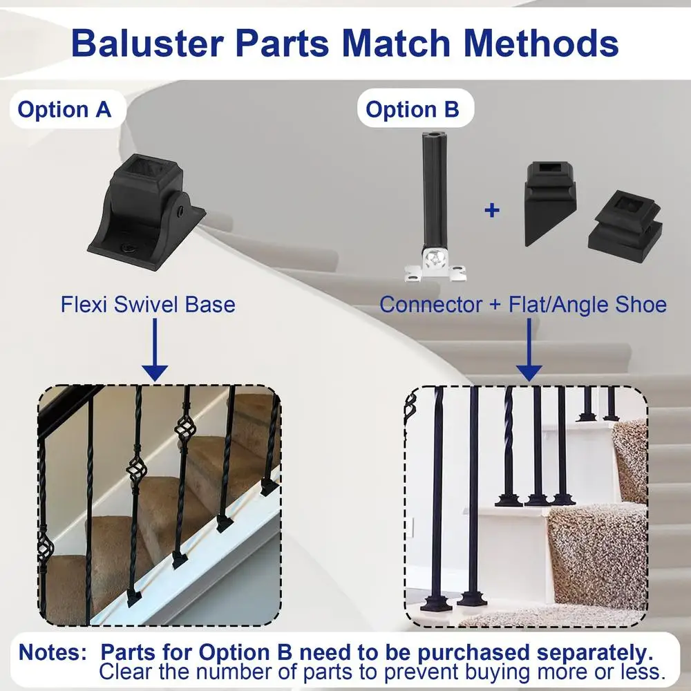 Conjunto de 10 balústres de ferro forjado, eixos de escada de torção dupla, revestido em pó preto, 43,8 polegadas
