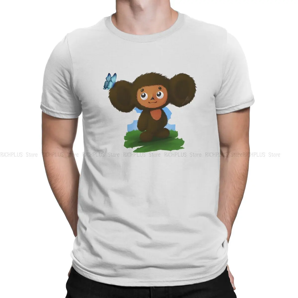 Cheburashka Cartoon Man TShirt Classic Individuality Polyester T Shirt Graphic Sweatshirts New Trend