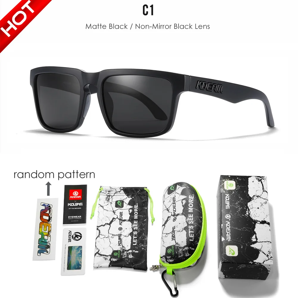KDEAM Alle Schwarzen männer Sonnenbrille Polarisierte Und UV400 Schutz Lens Fahren Angeln Gläser Spiegel Mit Komplette Paket
