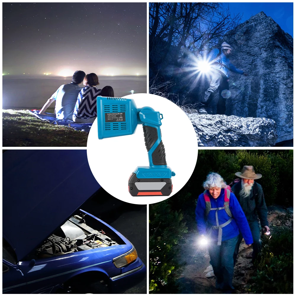 16W 1600LM LED Flashlight for Bosch 18V Battery, 90° Pivoting Head, Camping, Car Repair, Job Site Light (No Battery)