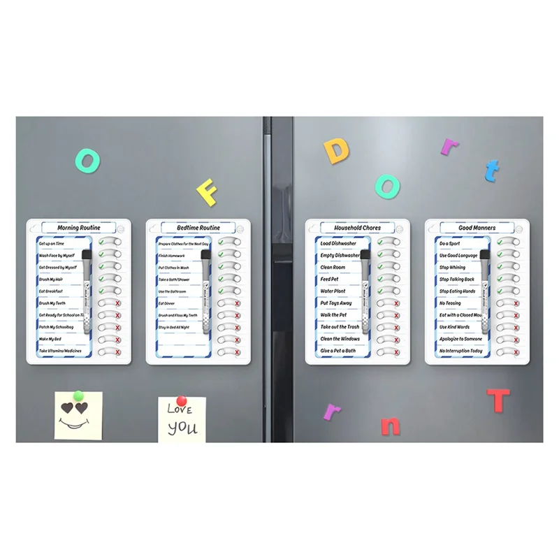 لوحة ساعة منزلية قابلة للمسح يوميًا للقيام بقائمة مخططة فحص للأطفال والكبار عناصر متعددة ونسيج عادة جيدة سهلة التركيب