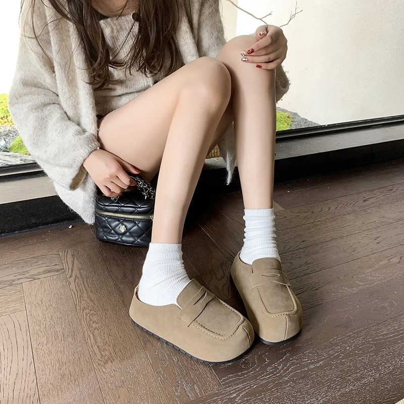 2025 الاسلوب المناسب شقة القاع الانزلاق على الأحذية النسائية كسول الأحذية تنوعا الصنادل الخريف الشتاء جديد وصول حذاء مريح #6