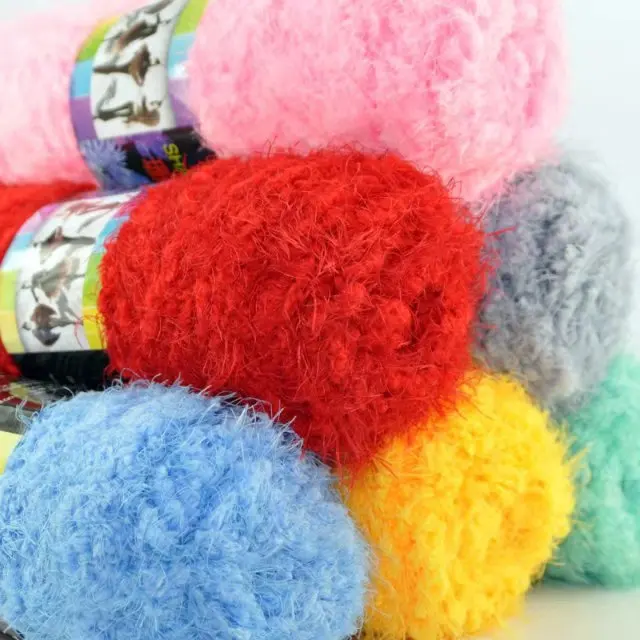 1Pc 100g fluffy Velvet yarn for hand knitting long plush crocheting yarn to knit sweater scarf hat line Crochet amigurumi thread