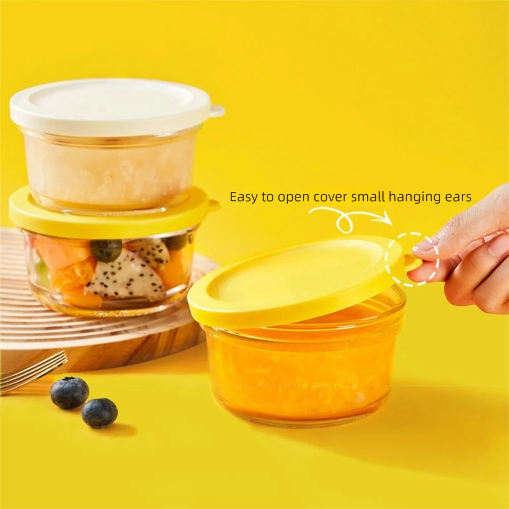 

Transparent Glass Cooking Cup with Lids Leak-proof Fresh Keeping Bowl Heat-resistant with Clear Scale Measuring Jugs with Handle