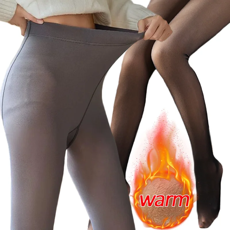 Winter Fashion Thermal Elastic Velvet Pantyhose Stockings Woman Fleece Tight Sexy Warm Pantyhose Fake Translucent Thicken Tights