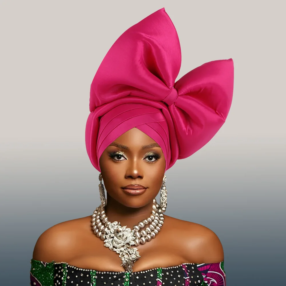 Turban Africain avec Gros Nministériels d Papillon pour Femme, Casquette de Sauna Nigériane, Déjà Fabriquée, pour ix, Auto Gele, Chapeau de Mariage