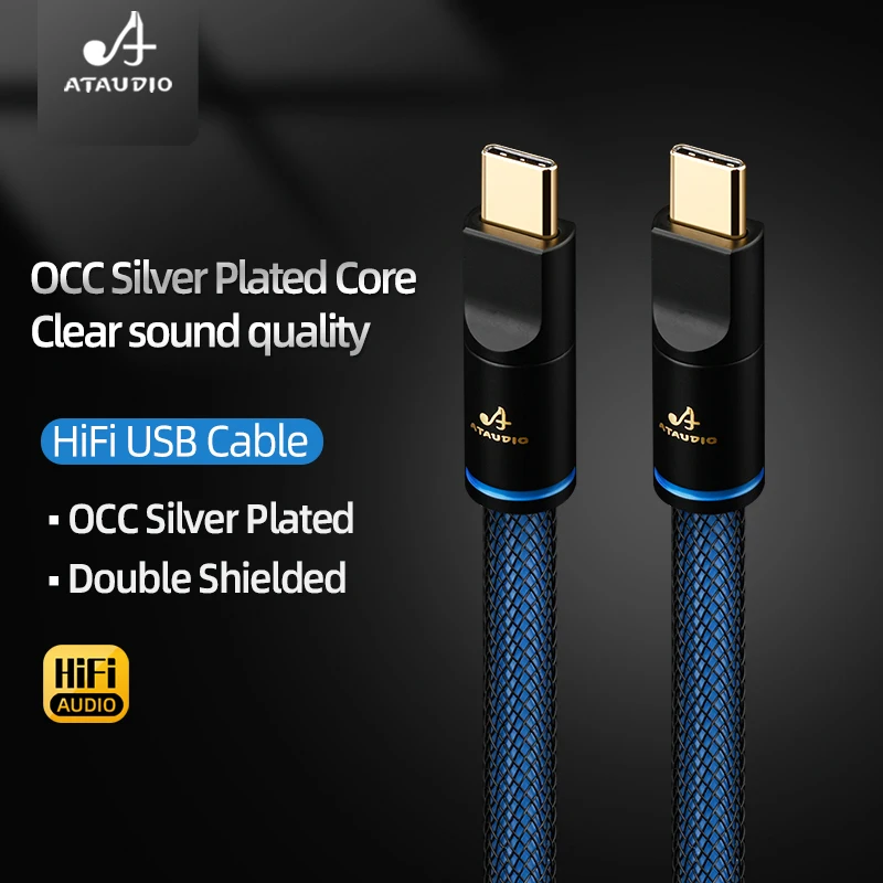 ATAUDIO HiFi Kabel Audio USB Typ C do B Hi-End OCC Posrebrzany Kabel Audio USB C-C A-C A-B do DAC i Wzmacniacza — zdjęcie produktu 3