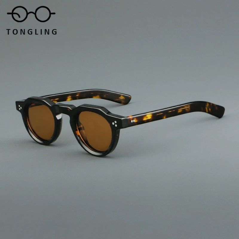 2025 New Top-Quality Fashionable Men Handcrafted with High-Quality Acetate Retro Women Round High-End Trendy Polarized Sunglass
