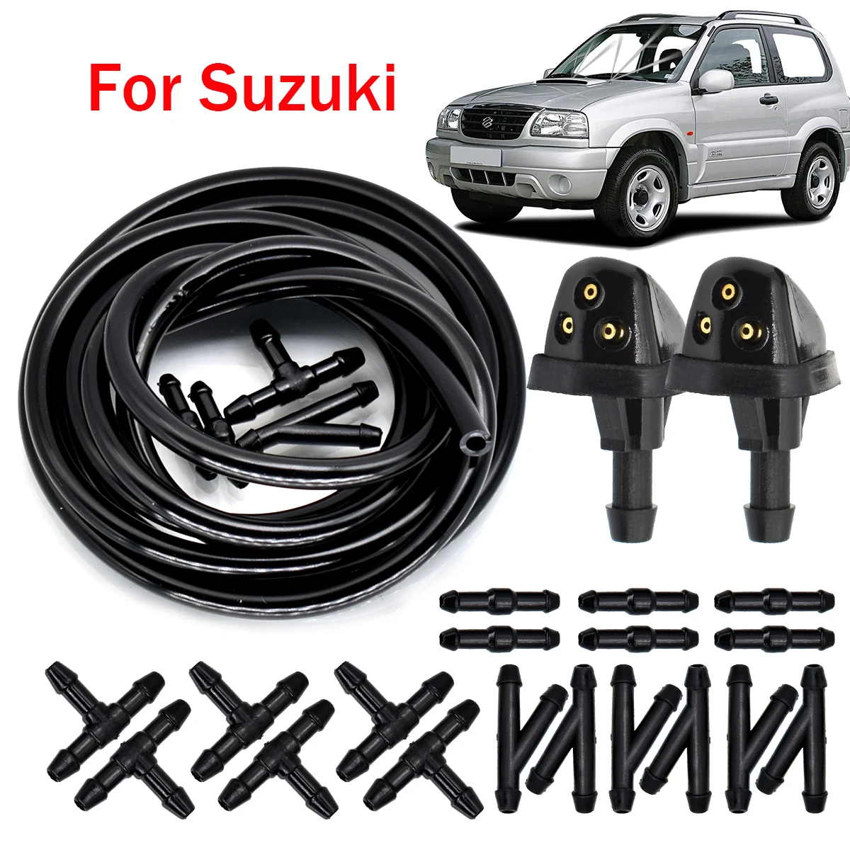 2 adet ön cam sileceği yıkayıcı sprey nozullar Jet için Suzuki Swift MK2 SX4 MK1 Grand Vitara 1998 - 2005 Escudo JIMNY o JIMNY