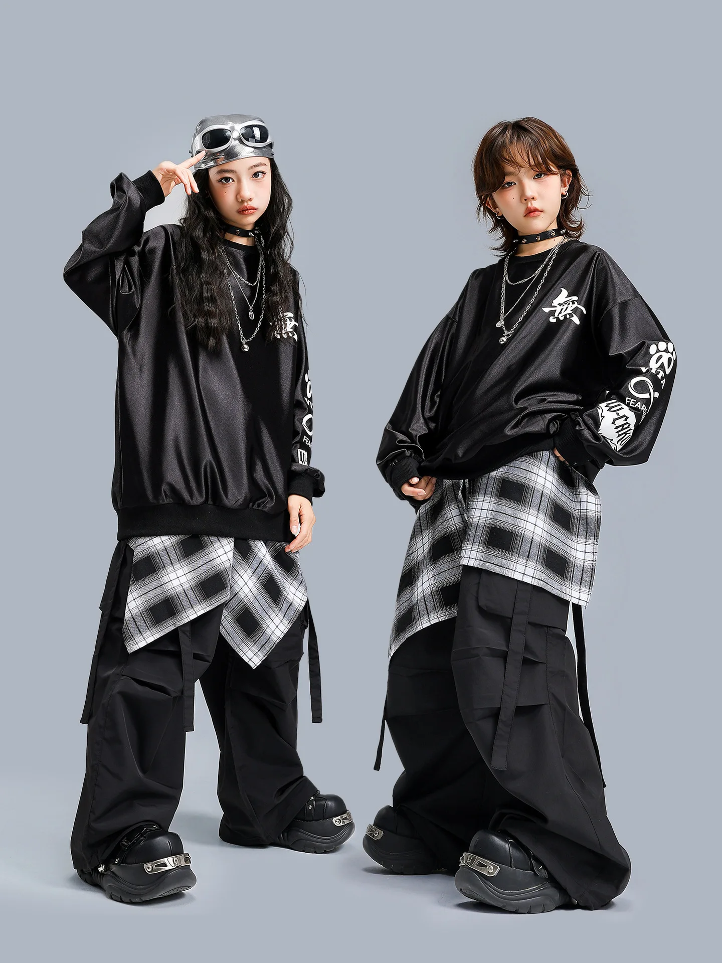 Boys Hip Hop Dance Clothing Long Sleeve Red Top Shuffle Pants Grils Group Performance Jazz Dance Costume Child Streetwear