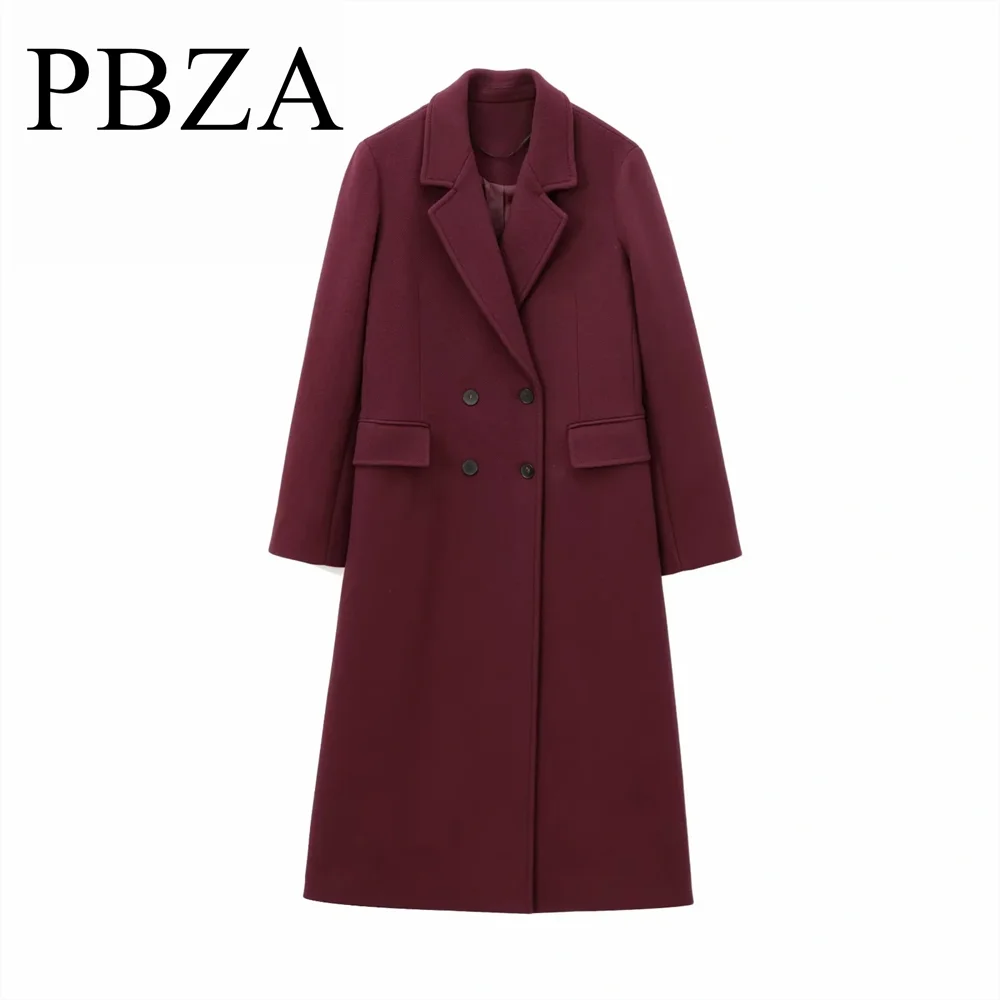 

Women's clothing autumn and winter new products French fashion casual high-end temperament blended wine red coat jacket