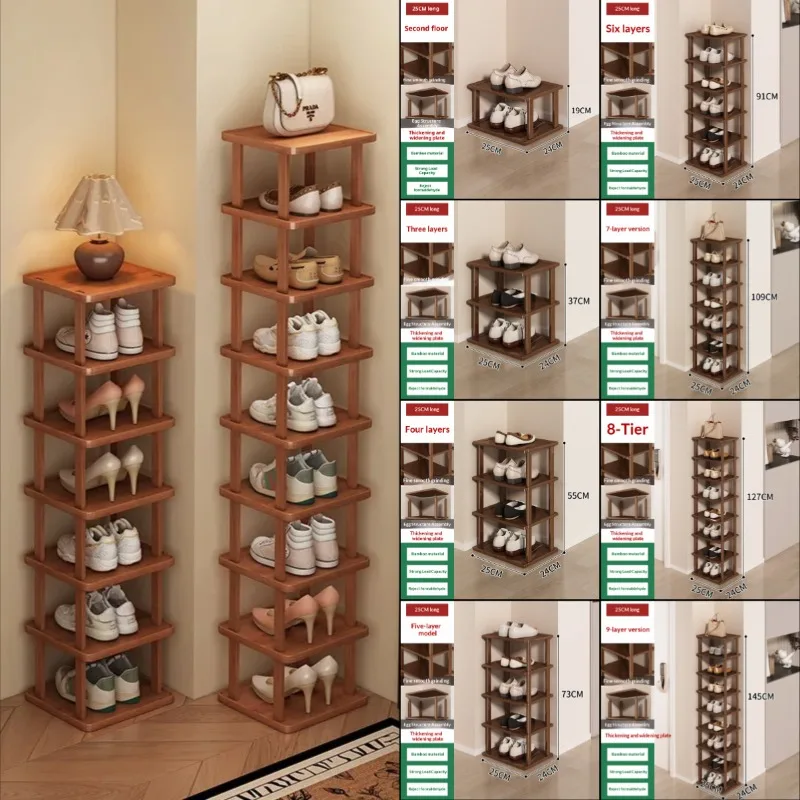 

2/3/4/5/6/7/8/9Tiers Bamboo Shoe Rack Simple Installation Small Shoe Rack Foldable Shoe Storage Rack Organizer For Entryway