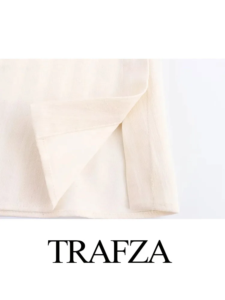 TRAFZA-فستان نسائي بدون أكمام مكشوف الظهر ، فستان نسائي ، قصير ، أنيق ، أنيق ، يطير ، يطير ، مخطط ، الصيف ،