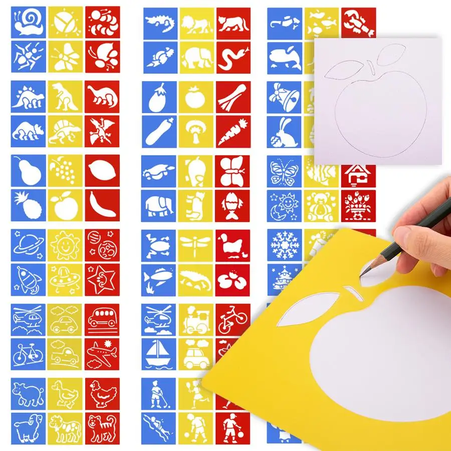 6/18pcs Drawing Stencils Set, Hollow‑out Plastic Painting Template, Art Stencil for Graffiti Handcraft Creation DIY Painting XJM