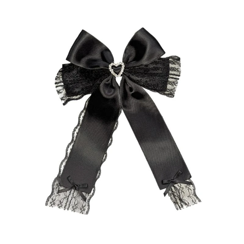 

Elegant Bows 2000s Black Balletcore Hair Clip Elaborate Flat Clip Balletcore 15UB