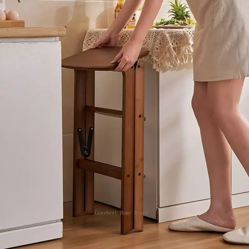 Solid wood ladder stool staircase household ladder multi-functional folding stool dual-purpose herringbone ladder small