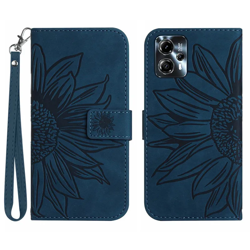 Sun Flower Flip Cover Case on For Motorola MOTO G23 G13 G53 G73 G42 G32 G72 G62 5G MotoG23 Leather Cases Pattern Phone Shell