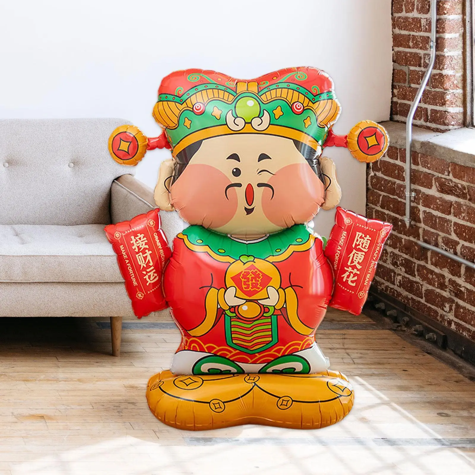 Chinese New Year Balloons God of Wealth Standing Balloon Ornament for Home Decor Self 3D Standing Chinese Inflatable Balloon