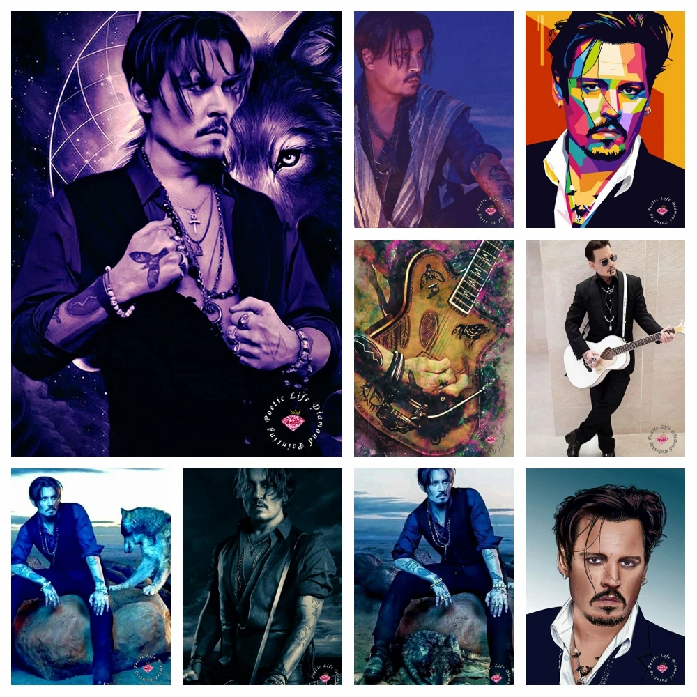 

Famous American Actor Johnny Depp Wolf Diamond Painting Movie Star Mosic Rhinestone Embroidery Cross Stitch Kits Room Home Decor