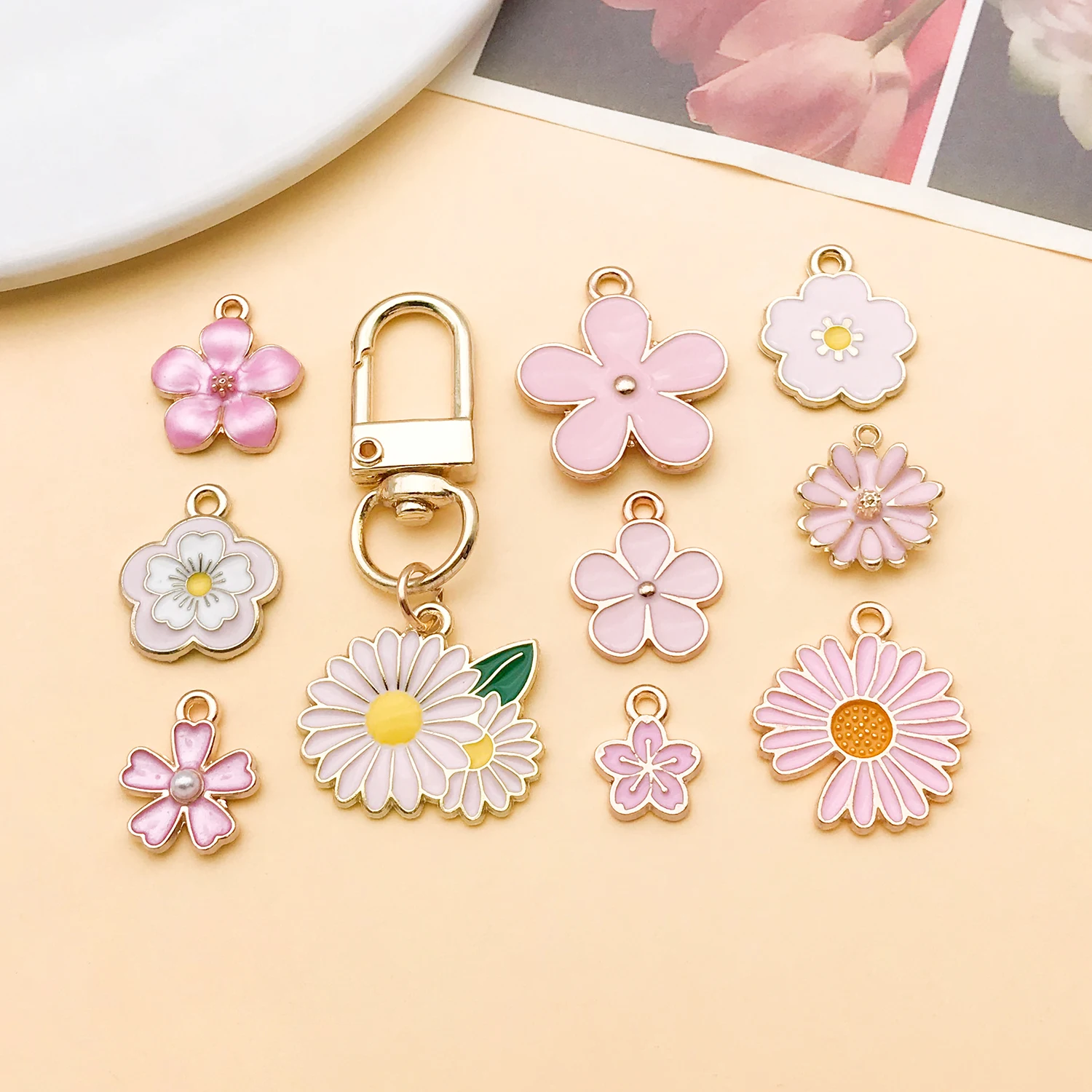 20 Stück rosa Emaille-Anhänger aus Legierung, verschiedene Stile, Anhänger für DIY-Armbänder, Halsketten, Ohrringe, Schmuckherstellung, Zubehör – Detail 6