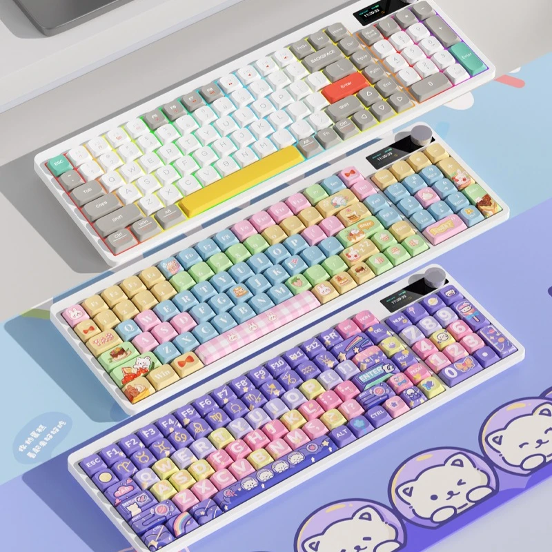 MiFuny Cat Candy Planet Keycaps128 keys low Profile PBT Keyboard Cap Custom Gaming Key Caps for Mechanical Keyboard Accessories