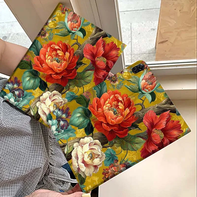

Vibrant Floral Pattern Art Cover For Huawei MatePad M5 T5 SE 11 Pro Honor Tab 5 V7 V8 X9 GT 10.1 10.8 Inch Tablet Case