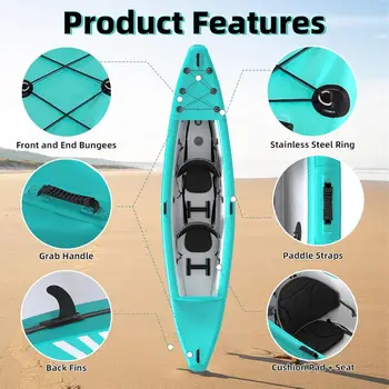 成人1/2人充氣式獨木舟,高強度PVC材質,拉絲底面,輕巧、便攜、耐用雙人皮艇 8 最佳銷售 雙人充氣獨木舟 - №8