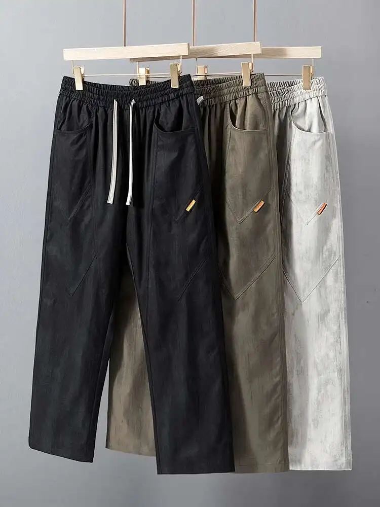 8XL حجم كبير 2025 الربيع الصيف الرجال Sweatpants الكورية موضة واسعة الساق السراويل الفضفاضة 7XL 6XL فضفاض مستقيم بنطلون الذكور