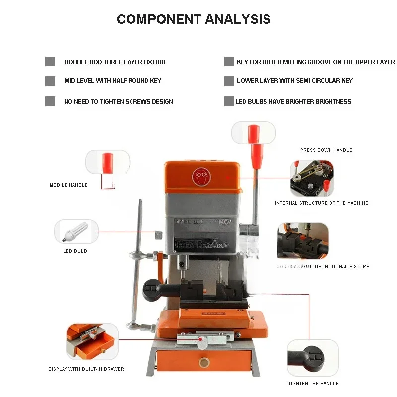 110V/220V Key Duplicating Machine - Convenient Car Door Key Cutting Drill Machine for Locksmith Tools