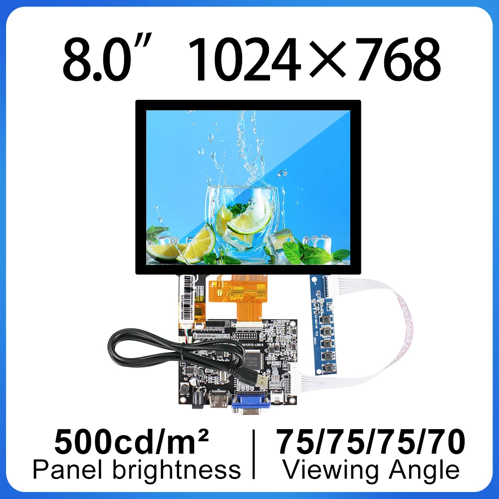 

1024x768 8-дюймовый сенсорный экран, 40-контактный ЖК-дисплей LVDS с платой драйвера VGA