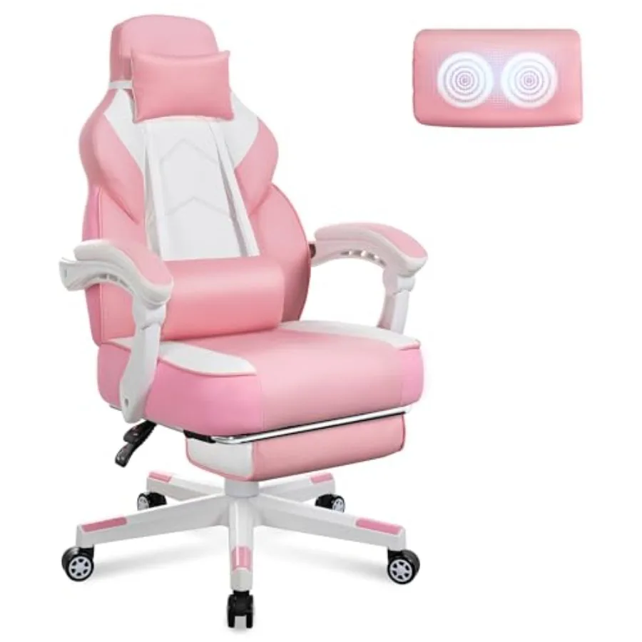 Big and Tall Gaming Chair for Adults 330lbs Heavy Duty Computer Chair with Footrest Massage Lumbar Support Wide Seat High Back