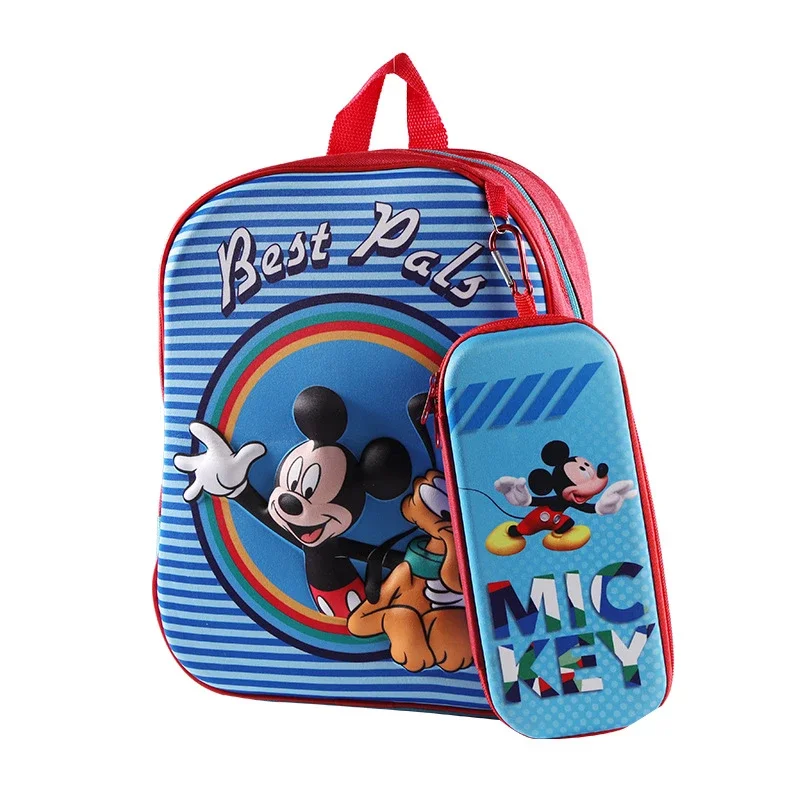 Disney Minnie Boys Girls Backpack Frozen School Bag with Pencil Case Spiderman Kids Kindergarten Preschool School Bags