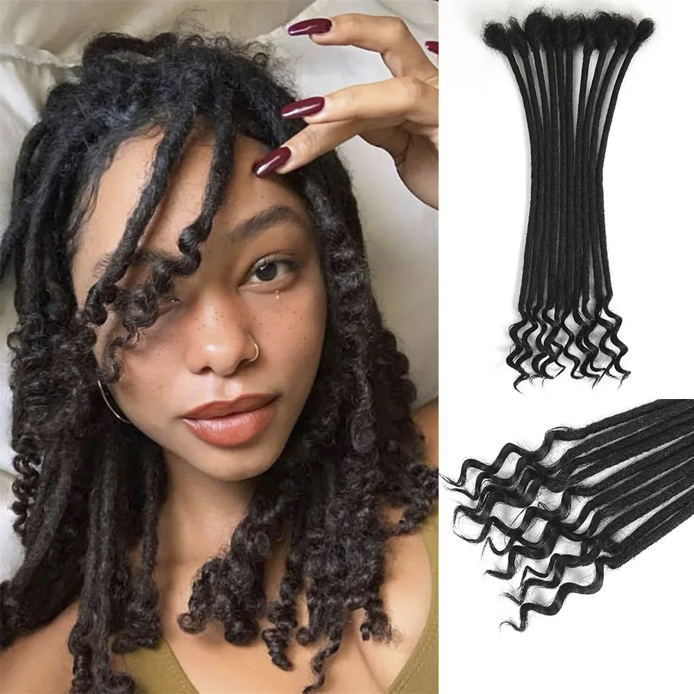

Dreadlock Extensions Human Hair For Men/Women Curly End Braids Organic hair Dread Loc Extensions 0.4 cm Faux Locks Crochet Hair