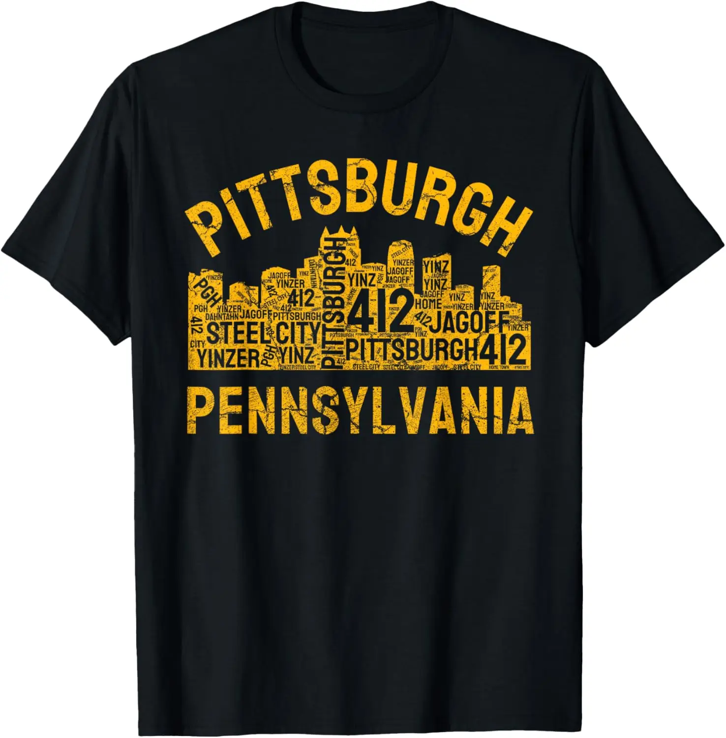 

Pittsburgh Pennsylvania Steel City Skyline 412 Home Vintage T-Shirt
