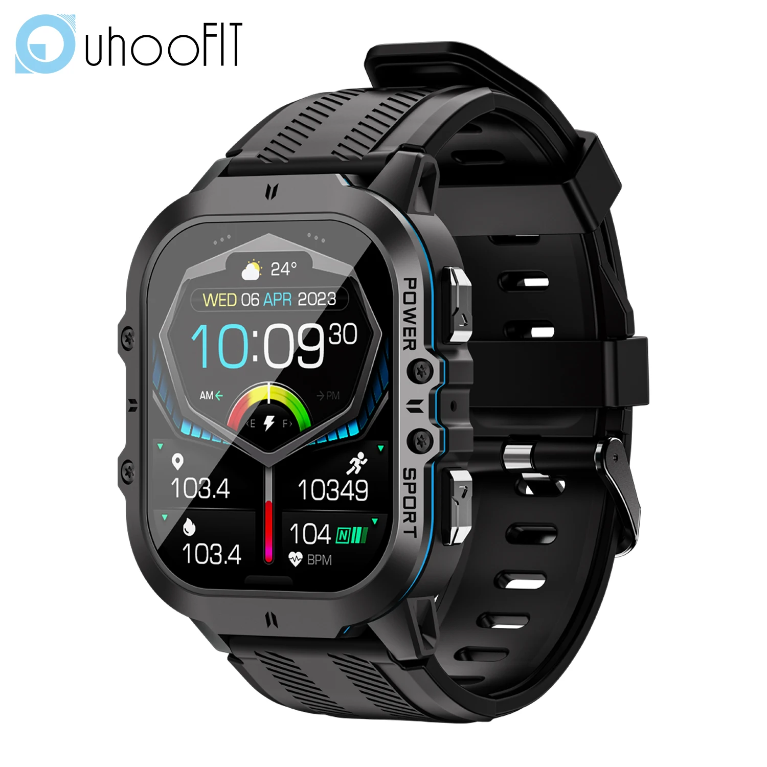 Uhoofit C26 Jam Tangan Pintar Pria 1.96 Inci Layar AMOLED 1ATM Tahan Air Multi Mode Olahraga Monitor Kesehatan Panggilan Bluetooth Jam Tangan Pintar
