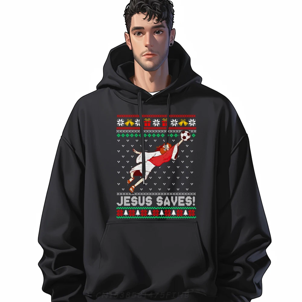 

Let Is Go Jesus Saves Soccer Goal Keeper Ugly Christmas Hoodie Men Polyester Mens Hoodie Aesthetic