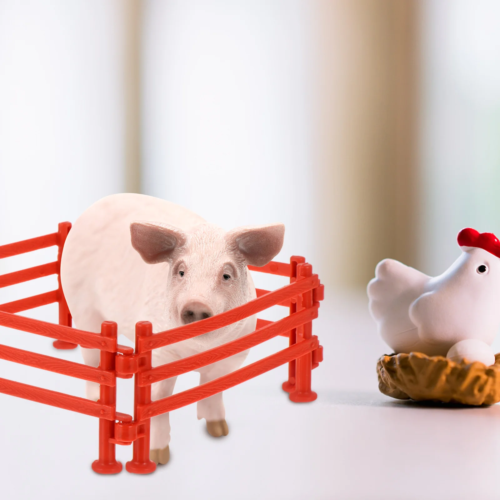

50 Pcs Mini Toys Scene Fence Miniature Garden Farm Supplies The for Sand Table Red Plastic Zoo