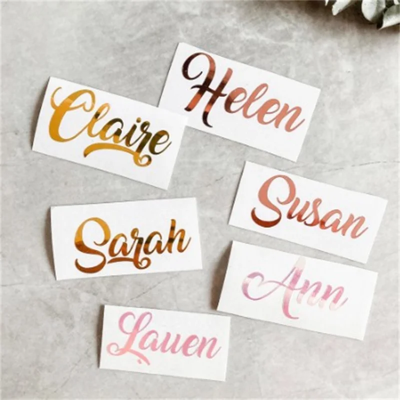 

5Pcs Personalized Name Vinyl Decal Wall Sticker Car Wedding Proposal Party Champagne Wedding bubble Labels Custom Transparent