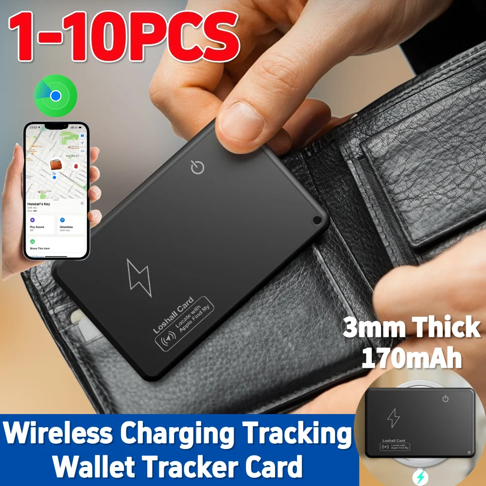 Wireless Charging Wallet Tracker Card Bluetooth-Compatible Work with Apple Find My App GPS Locator Waterproof Smart Card Tracker