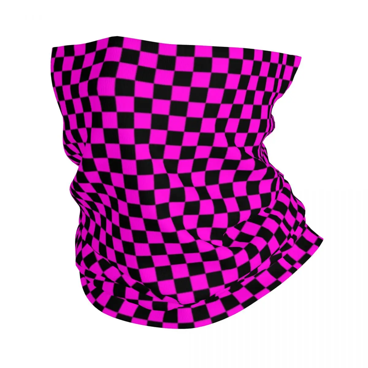 Pink Checkered Bandana Neck Gaiter Printed Checkerboard Balaclavas Wrap Scarf Headwear Running for Men Women Adult All Season