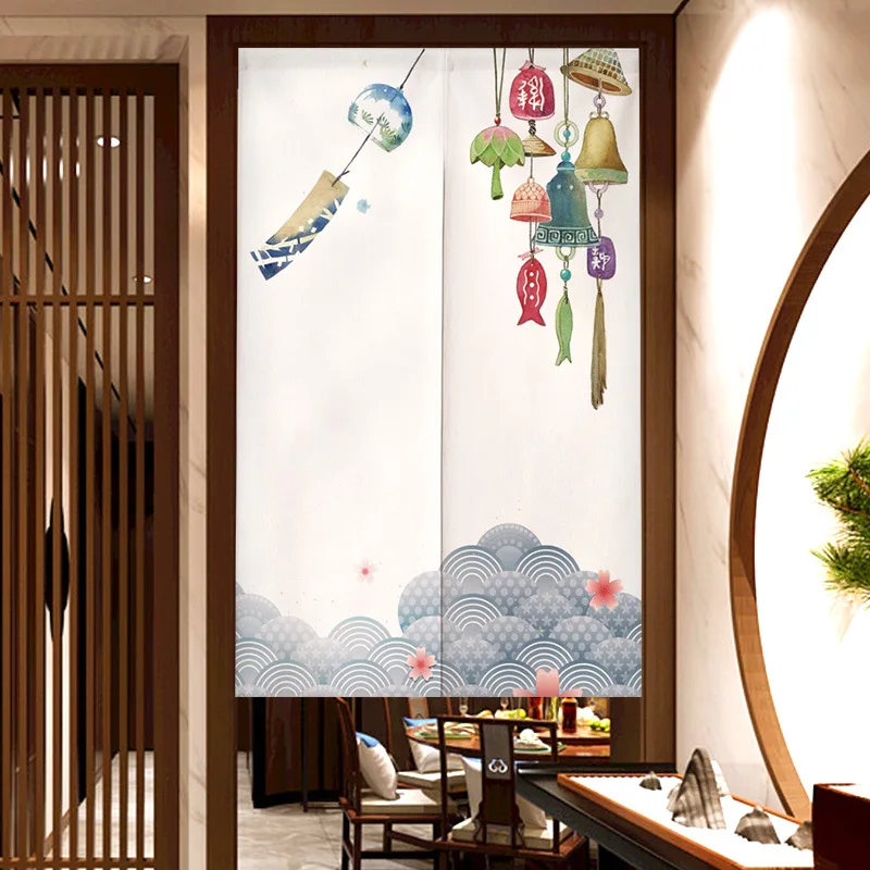 Cherry Blossom Japanese Door Curtain Ukiyo-e Linen Partition Kitchen Noren Decor Cafe Restaurant Entrance Hanging Half-Curtain